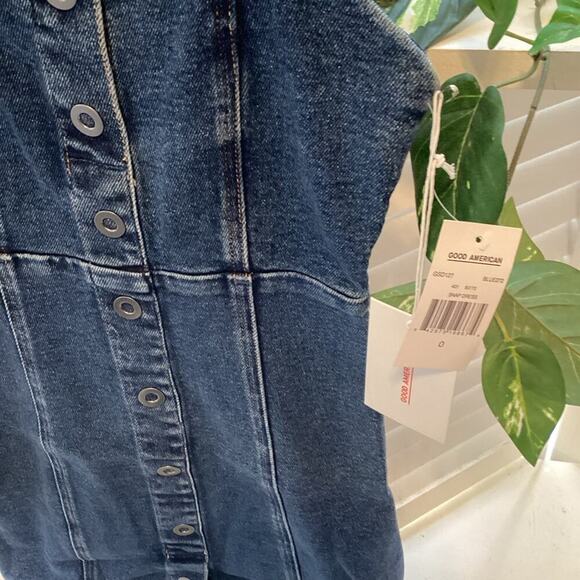 GOOD AMERICAN NEW SNAP MINI DENIUM DRESS SIZE 0 1231 - Picture 4 of 6